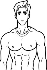 black and white of man cartoon