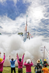The Fireballs,Thai Rocket Festival,Traditional Thai rocket up the sky in 