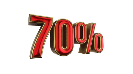 Seventy percent metallic red and gold 3D render