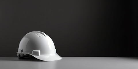 An image of white hard hat illustration on yellow background for presentation template. Ai generative