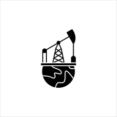 Oil Pump in black flat design for website, mobile applicaton, presentation, infographic on white background. vector illustration
