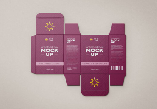 Unfolded Box Packaging Mockup for Packaging Design and Retail Branding