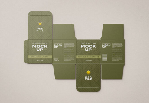 Unfolded Box Packaging Mockup