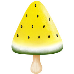 Watercolor yellow watermelon ice cream clipart.