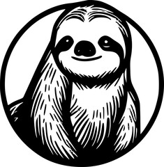 Sloth | Black and White Vector illustration