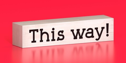 This way! - word on wooden block - 3D illustration