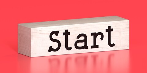 Start - word on wooden block - 3D illustration