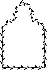 Pointed Trefoil Arch rectangular frame architectural window door ornate flower frame floral leaf borders natural Botanical Branches decoration wedding card anniversary celebration beautiful arabesque 