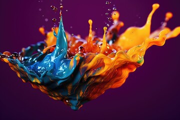 Paint and ink dropping into water, acrylic paint, color explosion, abstract, on dark background, generated with AI, retouched with Photoshop