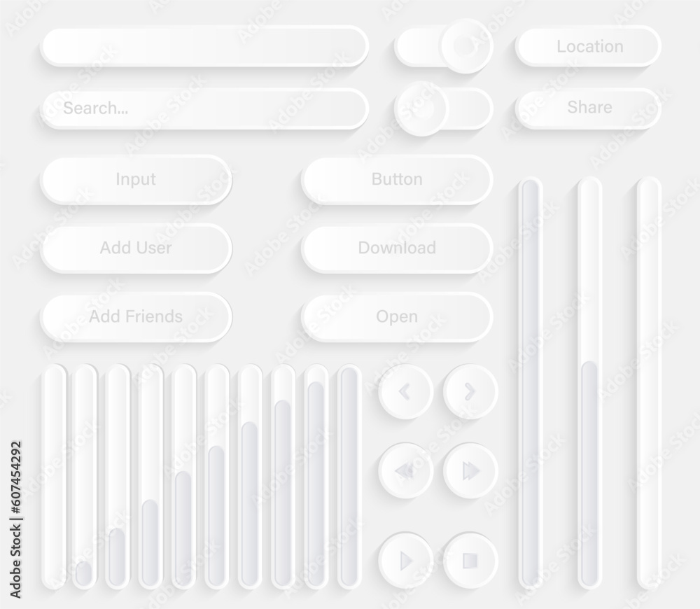 Poster Neomorphism design app web button collection with shadow