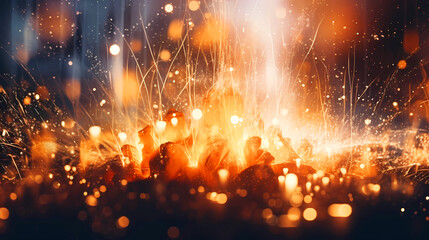 Beautiful background image in bright blurry colors with flying sparks.