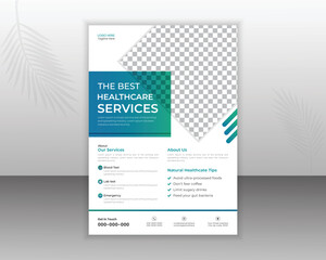 Medical Flyer Design Template For Your Business With Abstract Shapes and a4 size