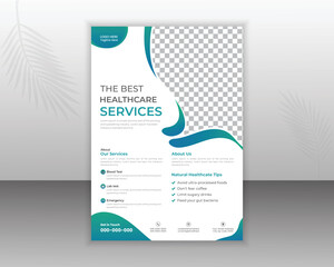 Medical Flyer Design Template For Your Business With Abstract Shapes and a4 size