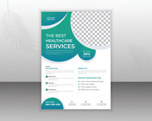 Medical Flyer Design Template For Your Business With Abstract Shapes and a4 size