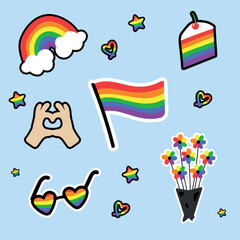 Set de ilustraciones arcoiris
