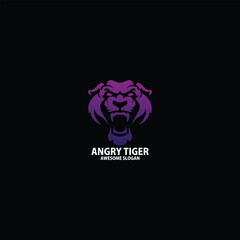 angry tiger logo design gradient color