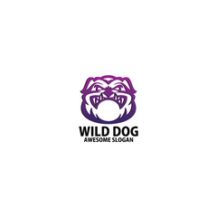 bulldog head logo design gradient line art