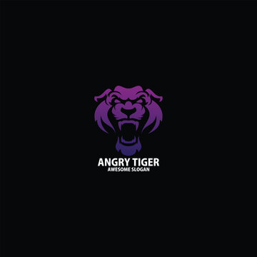 angry tiger logo design gradient color