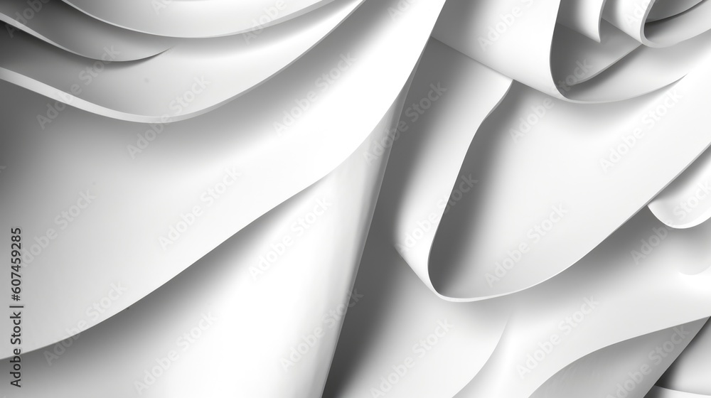 Poster closeup abstract 3d white wave plain paper texture background. generative ai aig21.