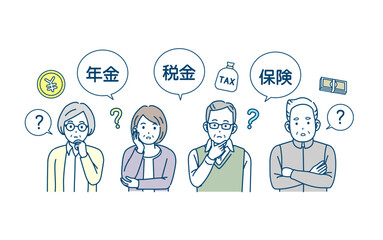 税金や保険について疑問を持つ高齢者の男女