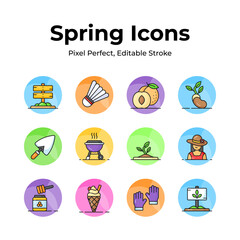 Grab this carefully designed spring vectors, farming, gardening and agriculture icons set