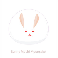 Bunny Mochi Mooncake. Mochi pastry japanese food for Mid-Autumn Festival. Vector illustration isolated on white