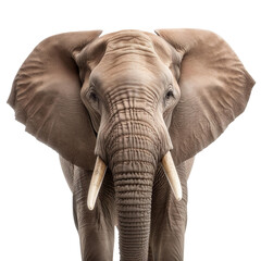 Fototapeta na wymiar Front view close up of elephant animal isolated on transparent background