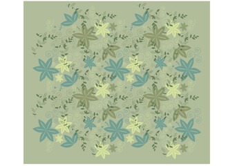 green floral background with butterflies