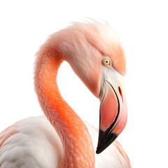 Front view close up of flamingo animal isolated on transparent background