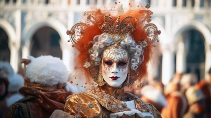 Rolgordijnen venetian carnival masks , generative ai © Yulia