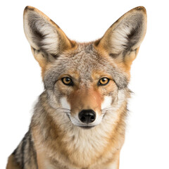 Fototapeta premium Front view close up of Jackal animal isolated on transparent background
