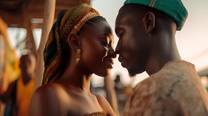 A fictional person.  Intimate Moment Between Couple at Beach Bar