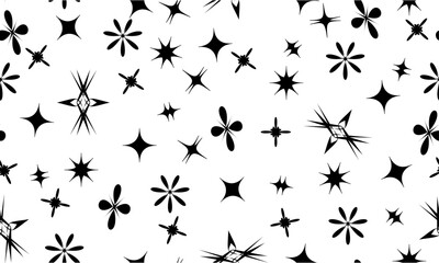 Trendy seamless retro patterns, geometric brutalism forms, memphis elements. Simple shapes forms, symbols and frames y2k style