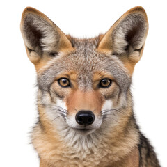 Front view close up of Jackal animal isolated on transparent background - obrazy, fototapety, plakaty