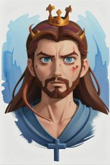 illustration of jesus christ in watercolor anime style