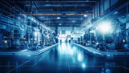 Industry 4.0 concept. industrial instruments in the factory and physical system icons concept with Generative AI.