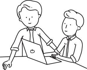 Illustration set material of a working business person