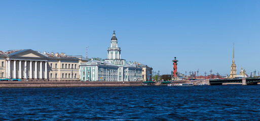 Neva river coast, St.Petersburg, Russia. Panoramic cityscape