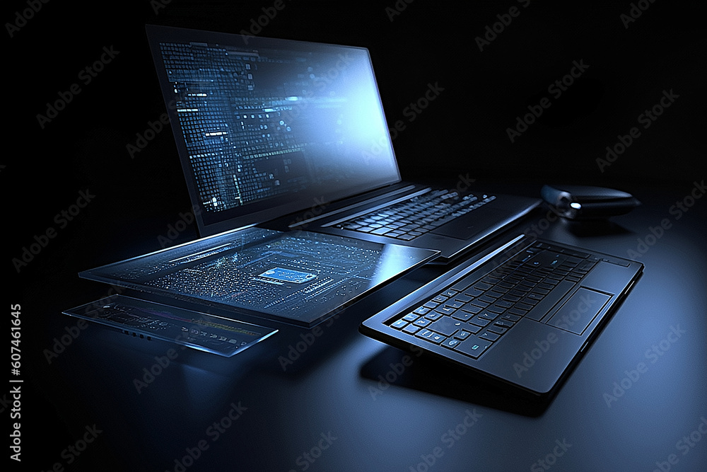 Aufkleber internet network technology, digital software development. technology concept . generation ai