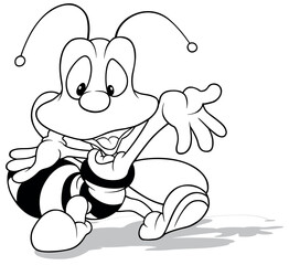 Drawing of a Smiling Bee with Open Arms