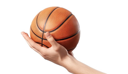 Hands holding a basket ball isolated on transparent background - Generative AI
