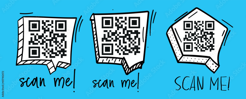 Poster QR code scan for smartphone. Qr code frame vector set. Template scan me Qr code for smartphone.