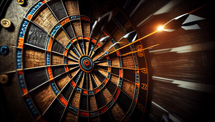 Darts arrows in the target center Ai generated image