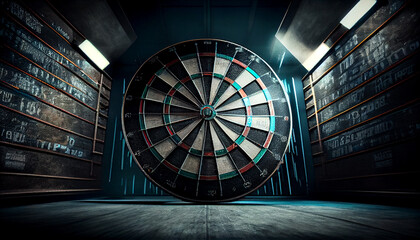 Darts arrows in the target center Ai generated image