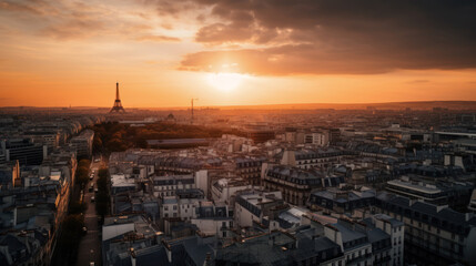 Fototapeta na wymiar Paris Skyline at Sunset