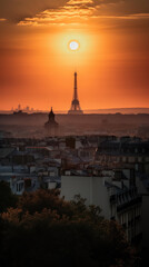 Fototapeta na wymiar Paris Skyline at Sunset