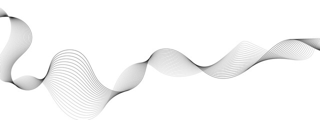 Fototapeta premium Abstract wavy grey technology lines on transparent background. Abstract gray curved line for banner design and frequency sound wave line.