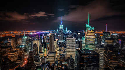 New York City Skyline from The Top of The Rock at Nighttime