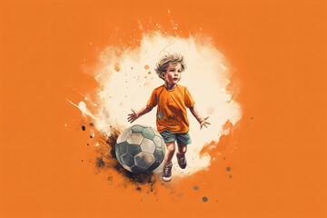 illustration of kid playing ball made with Generative AI