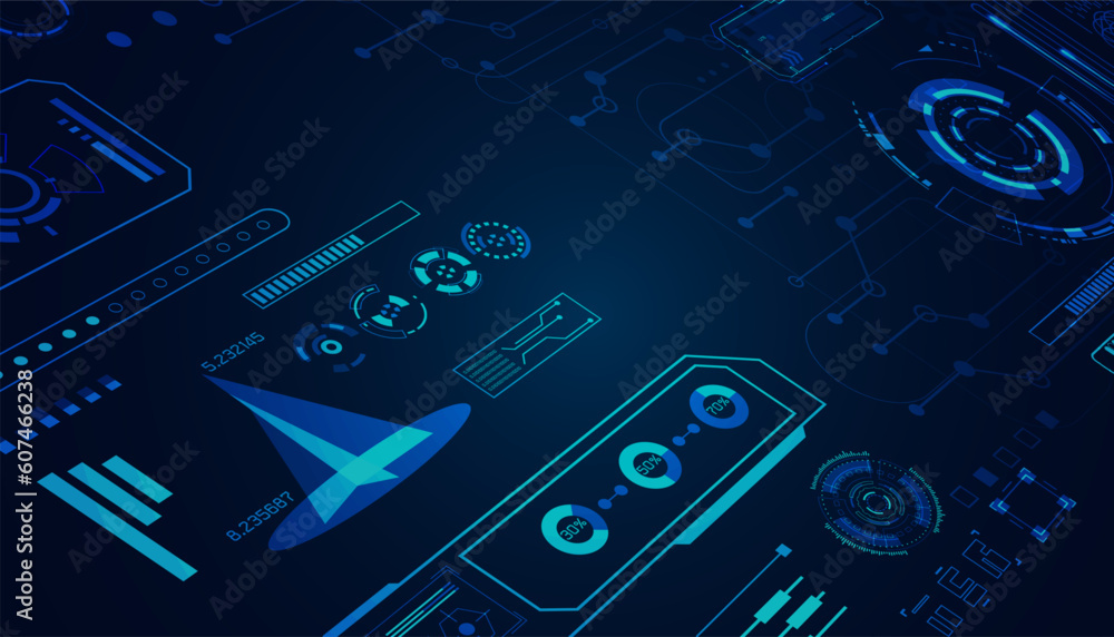 Poster abstract hud interface circuit computer computing percentage concept computer operation program or s